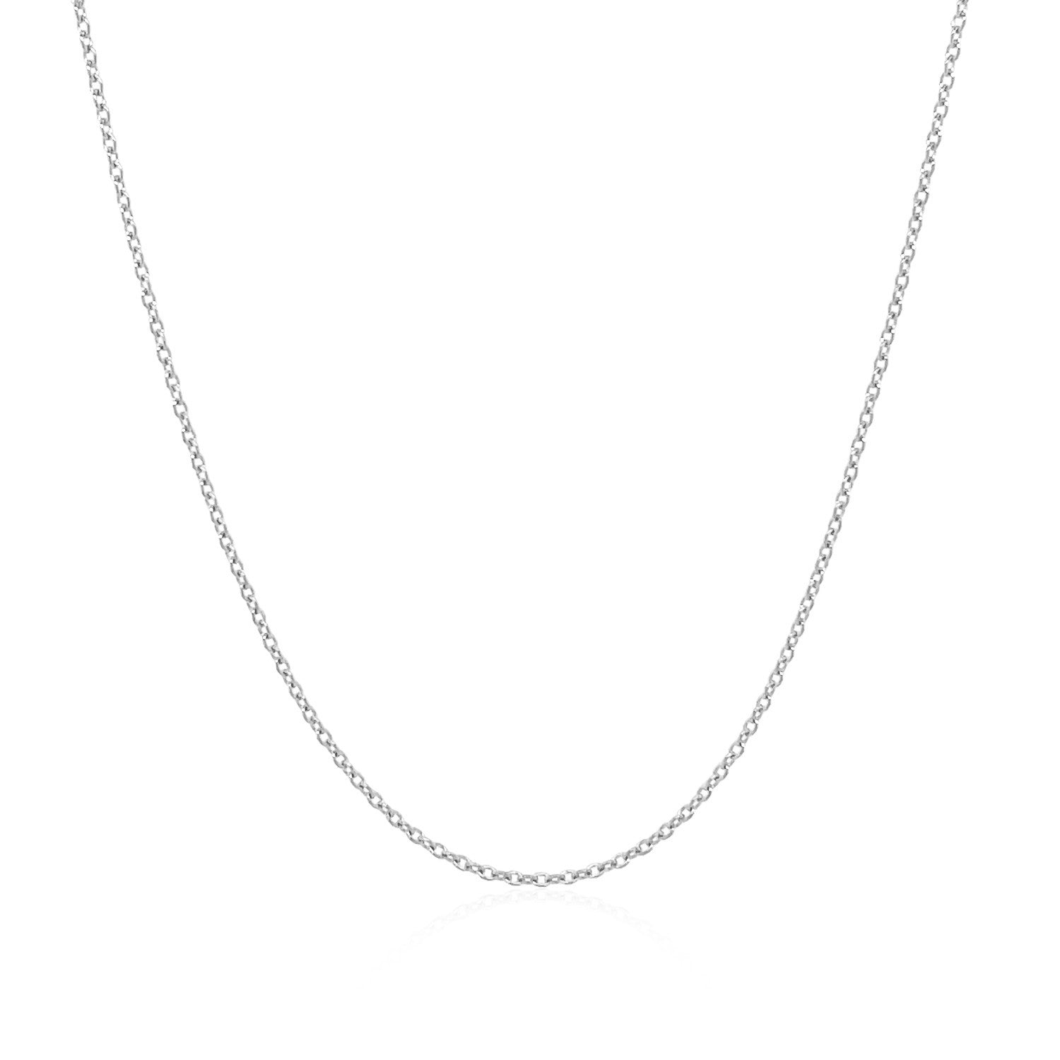 14k White Gold Oval Cable Link Chain (0.97 mm) by Avera Group