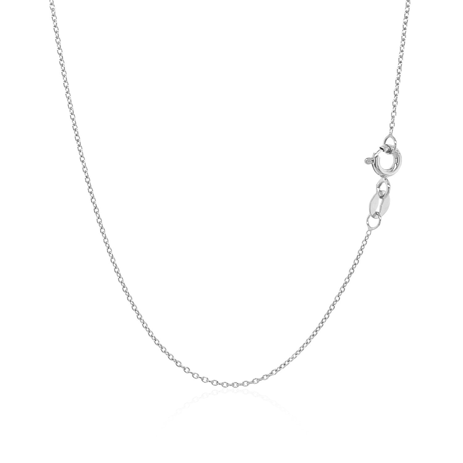 14k White Gold Oval Cable Link Chain (0.97 mm) by Avera Group