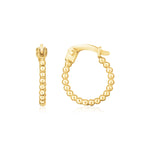 14K Yellow Gold Bead Hinged Hoop Earrings - earrings