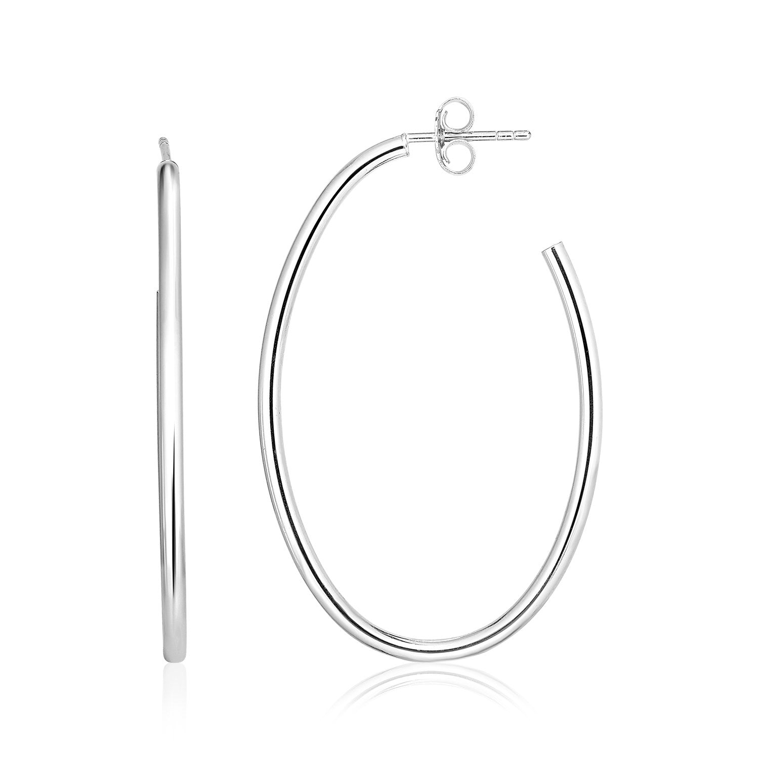 Sterling Silver Polished Oval Hoop Earrings - DestGlow