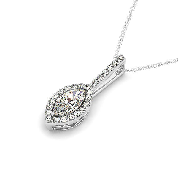 Marquis Shape Diamond Halo Pendant in 14k White Gold (2/3 cttw) by Bids.com