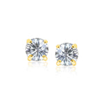 14k Yellow Gold Stud Earrings with White Hue Faceted Cubic Zirconia(7mm) - earrings
