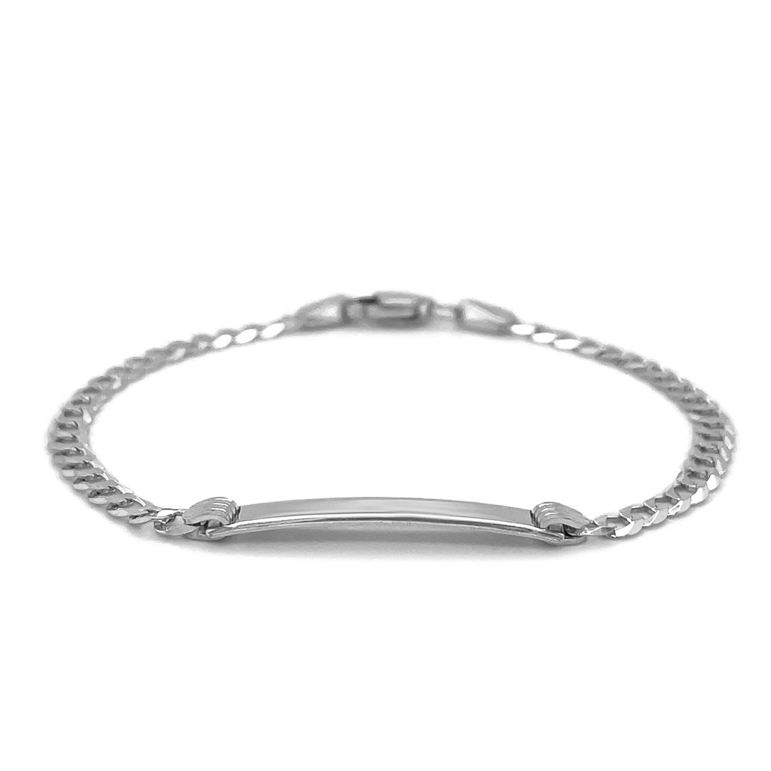 14k White Gold Curb Link Chain Polished Children&
