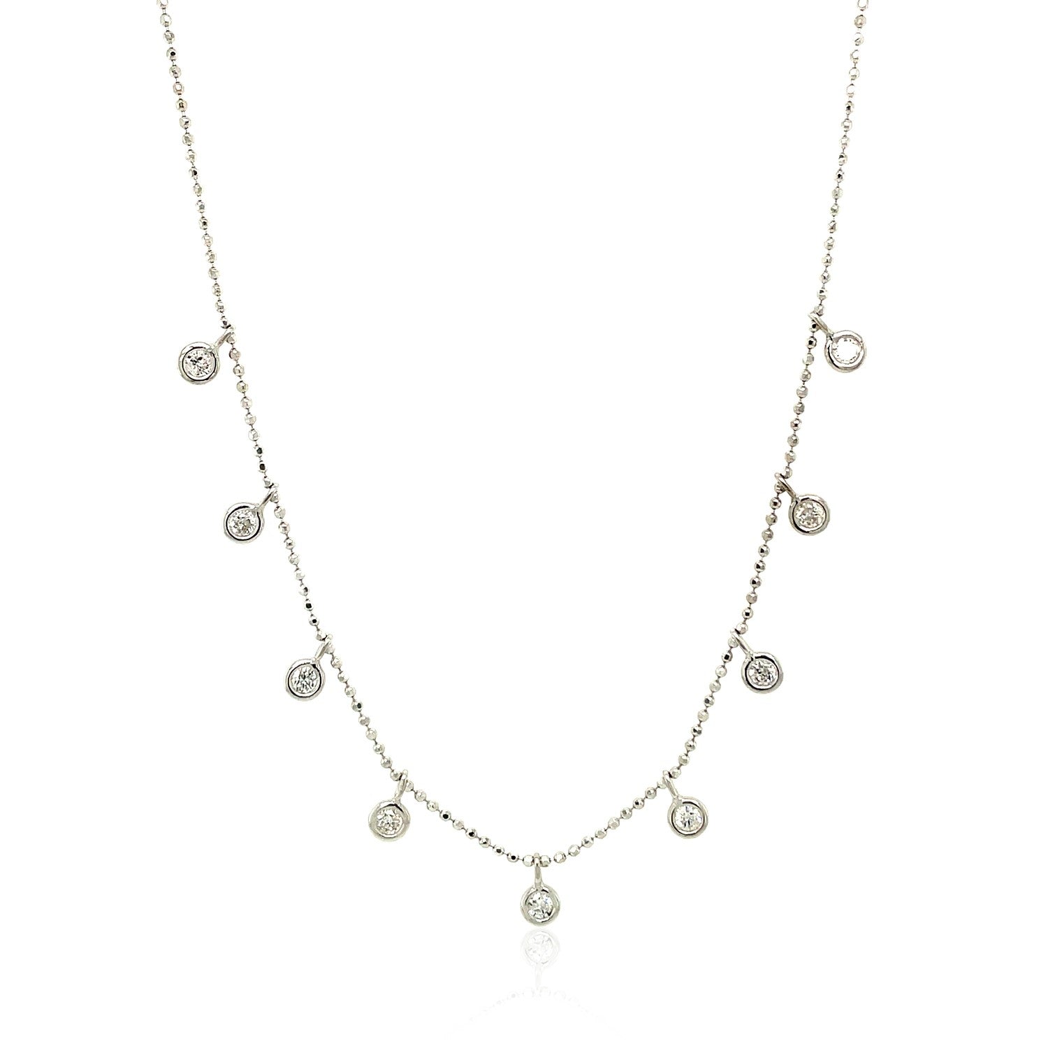 14k White Gold Necklace with Round Diamond Charms by Avera Group