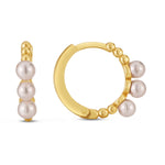 14k Yellow Gold Pearl Huggie Earrings - accessories
