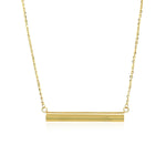 14k Yellow Gold Chain Necklace with a Shiny Flat Bar - necklaces