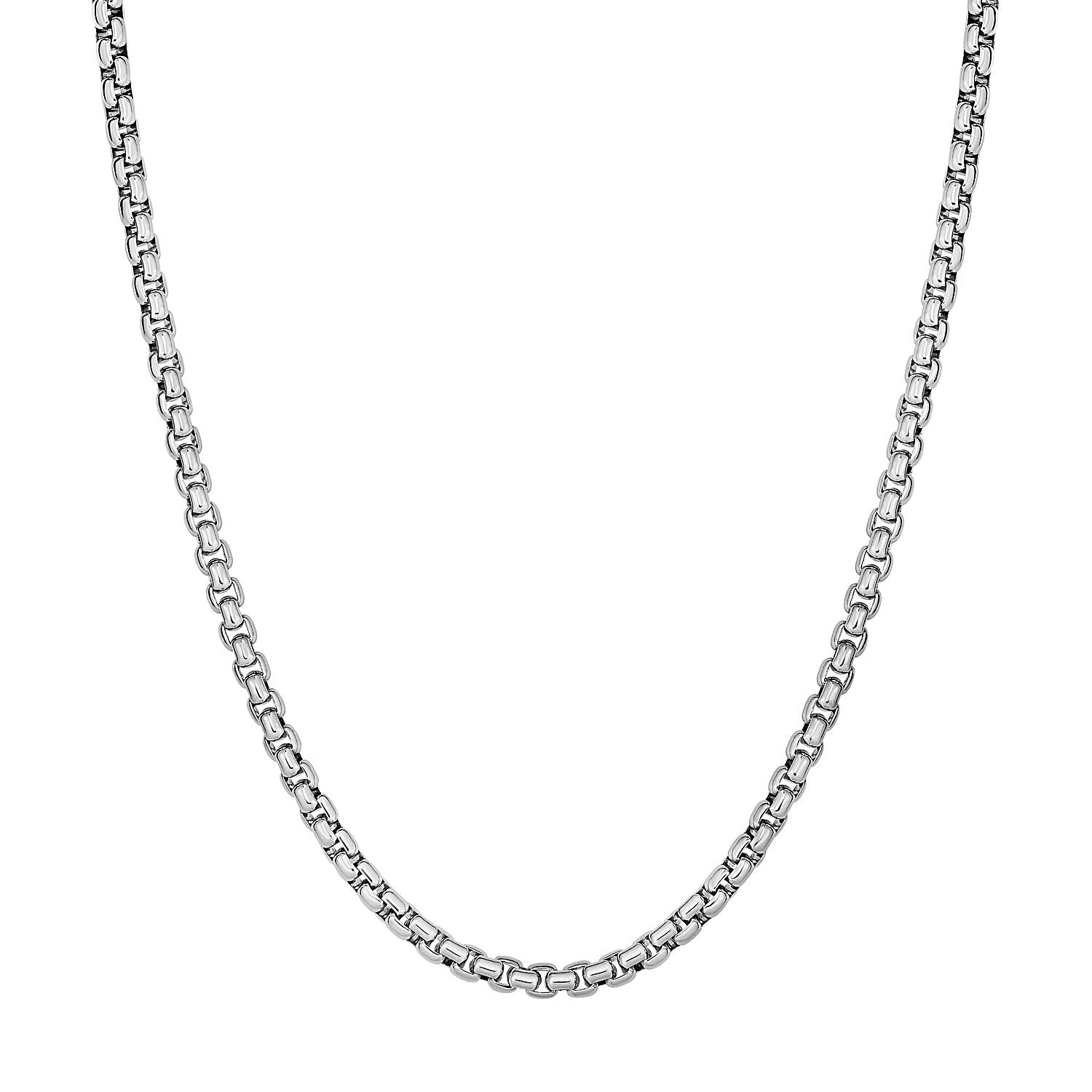 Sterling Silver Rhodium Plated Round Box Chain (3.80 mm) - DestGlow