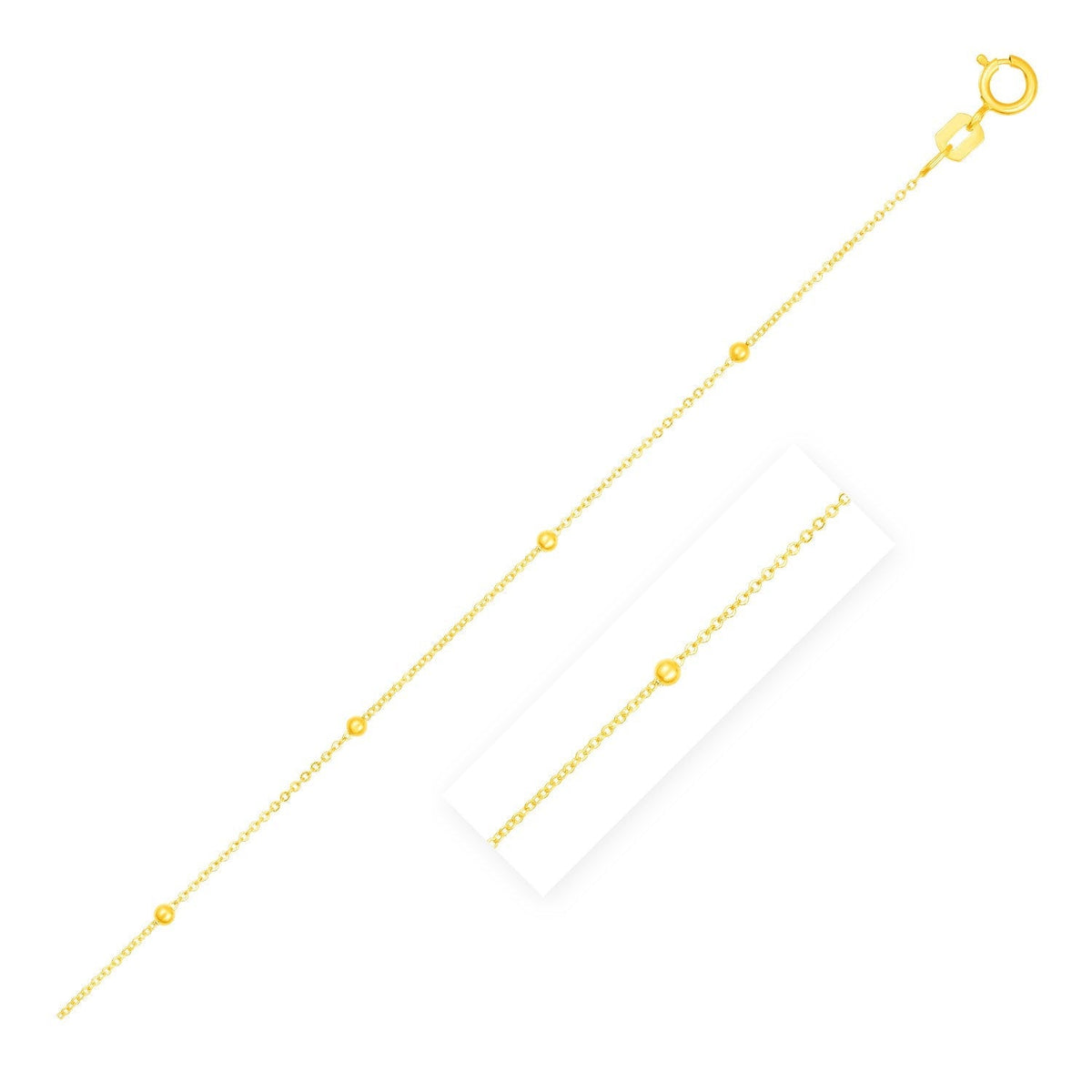 Bead Links Saturn Chain in 14k Yellow Gold (3.5mm) DestGlow