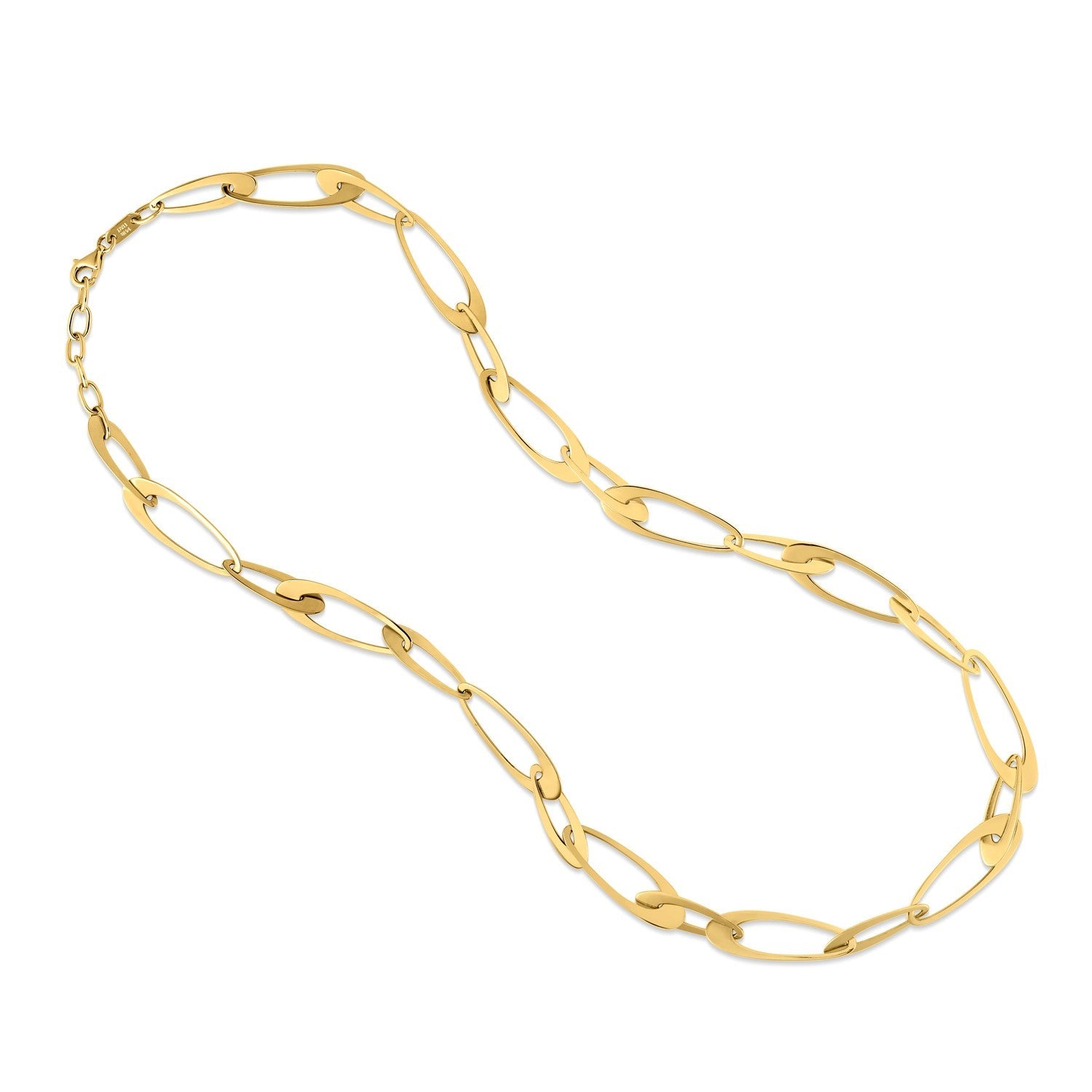 14K Yellow Gold Italian Oval Links Necklace by Bids.com