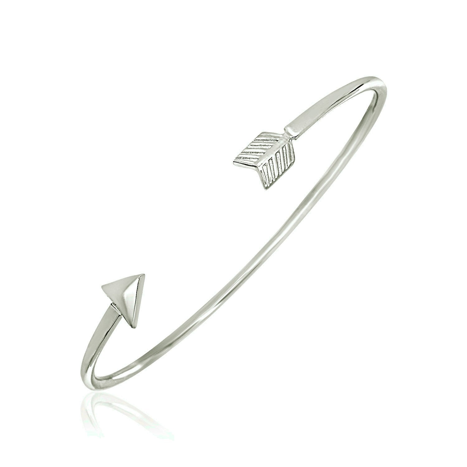 Sterling Silver Polished Arrow Cuff Bangle - DestGlow