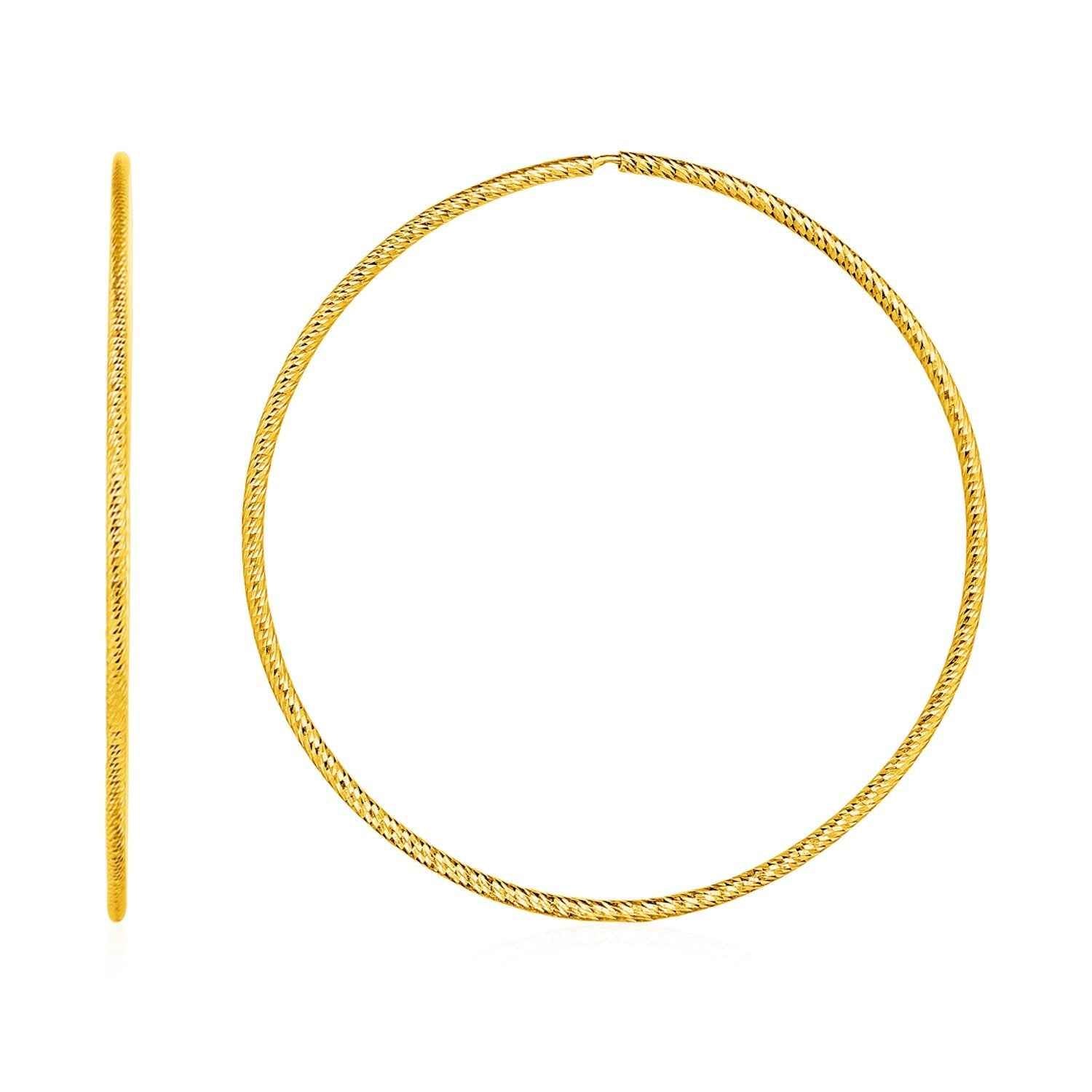 Large Endless Hoop Earrings in 14k Yellow Gold(1.2x50mm)