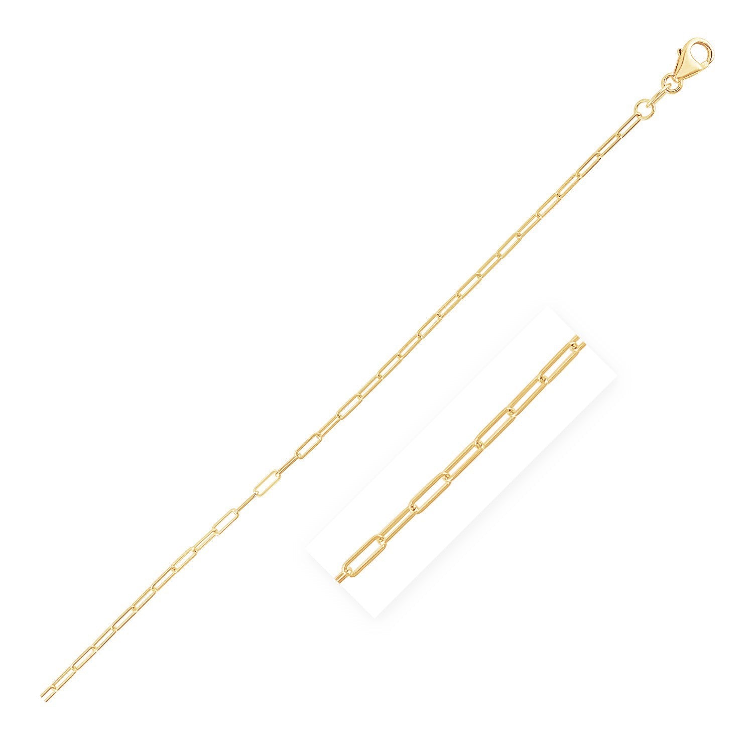 14K Yellow Gold Fine Paperclip Anklet (1.5mm) DestGlow