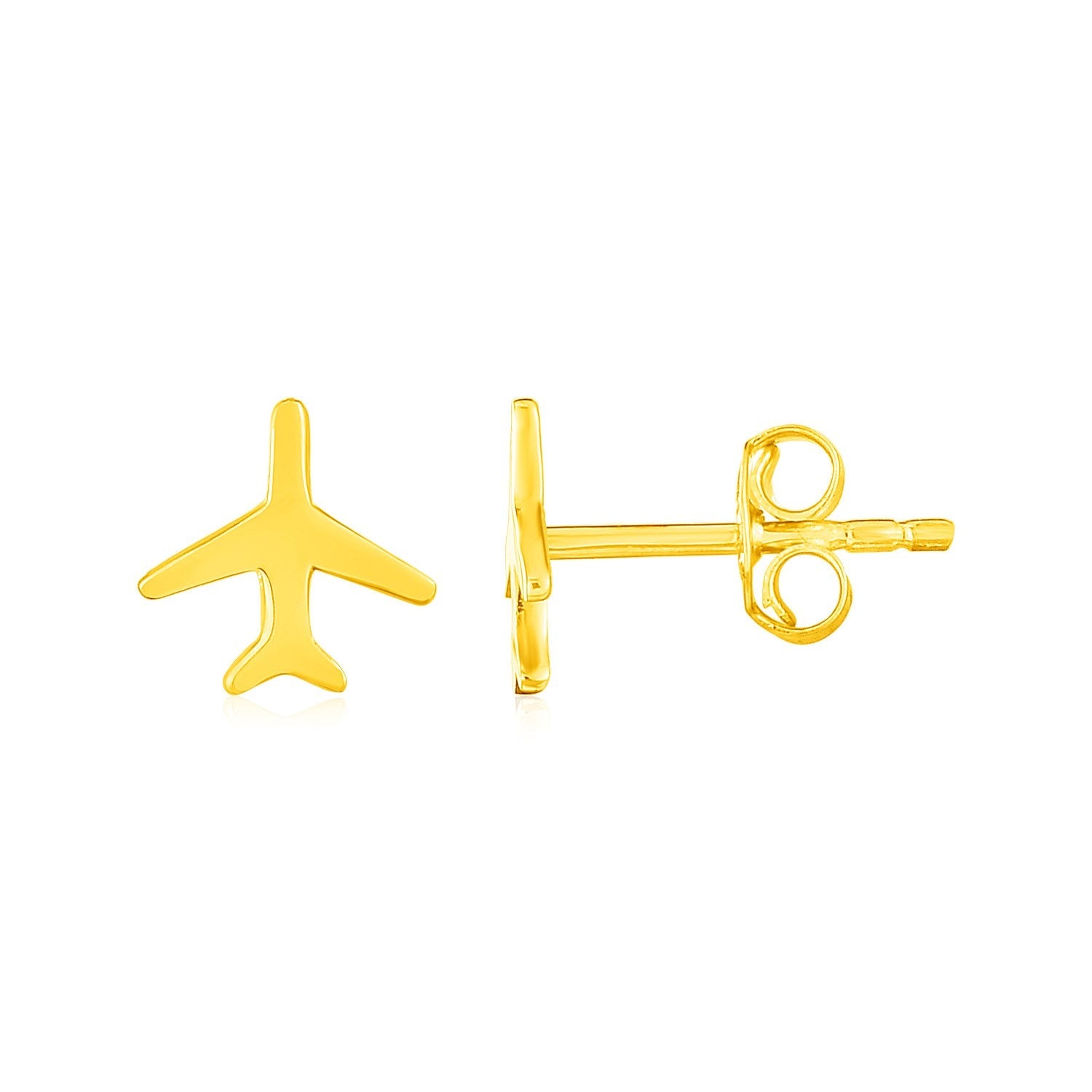 14K Yellow Gold Airplane Earrings DestGlow