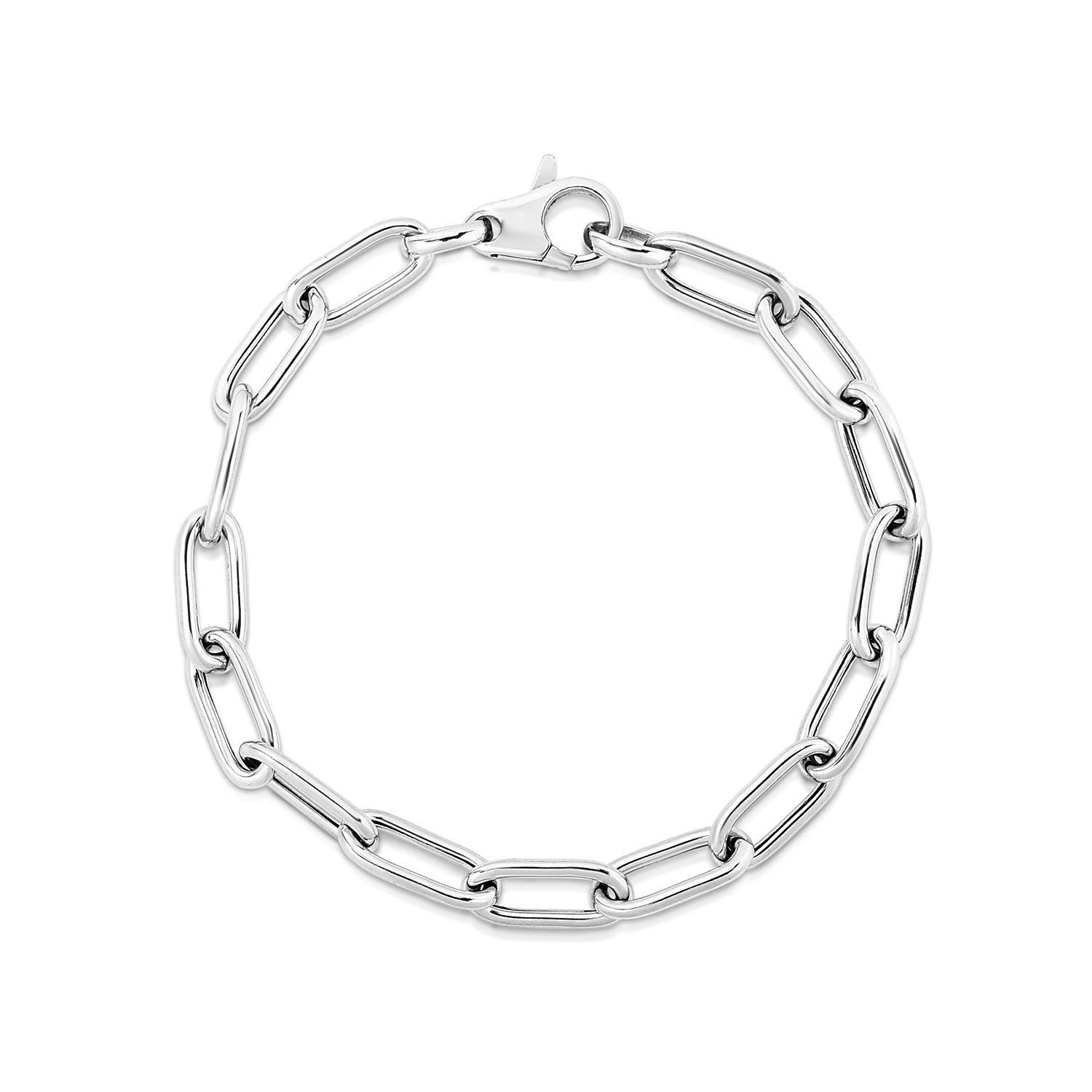 Sterling Silver Wide Paperclip Chain Bracelet - DestGlow