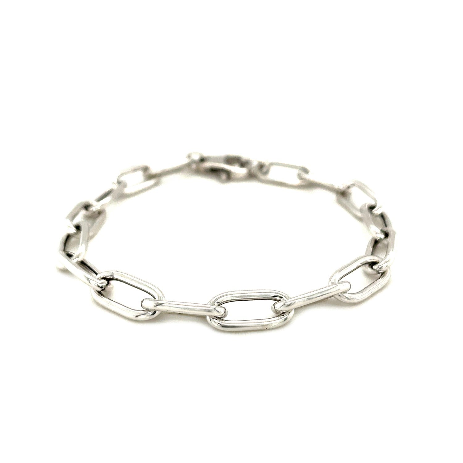 Sterling Silver Wide Paperclip Chain Bracelet - DestGlow