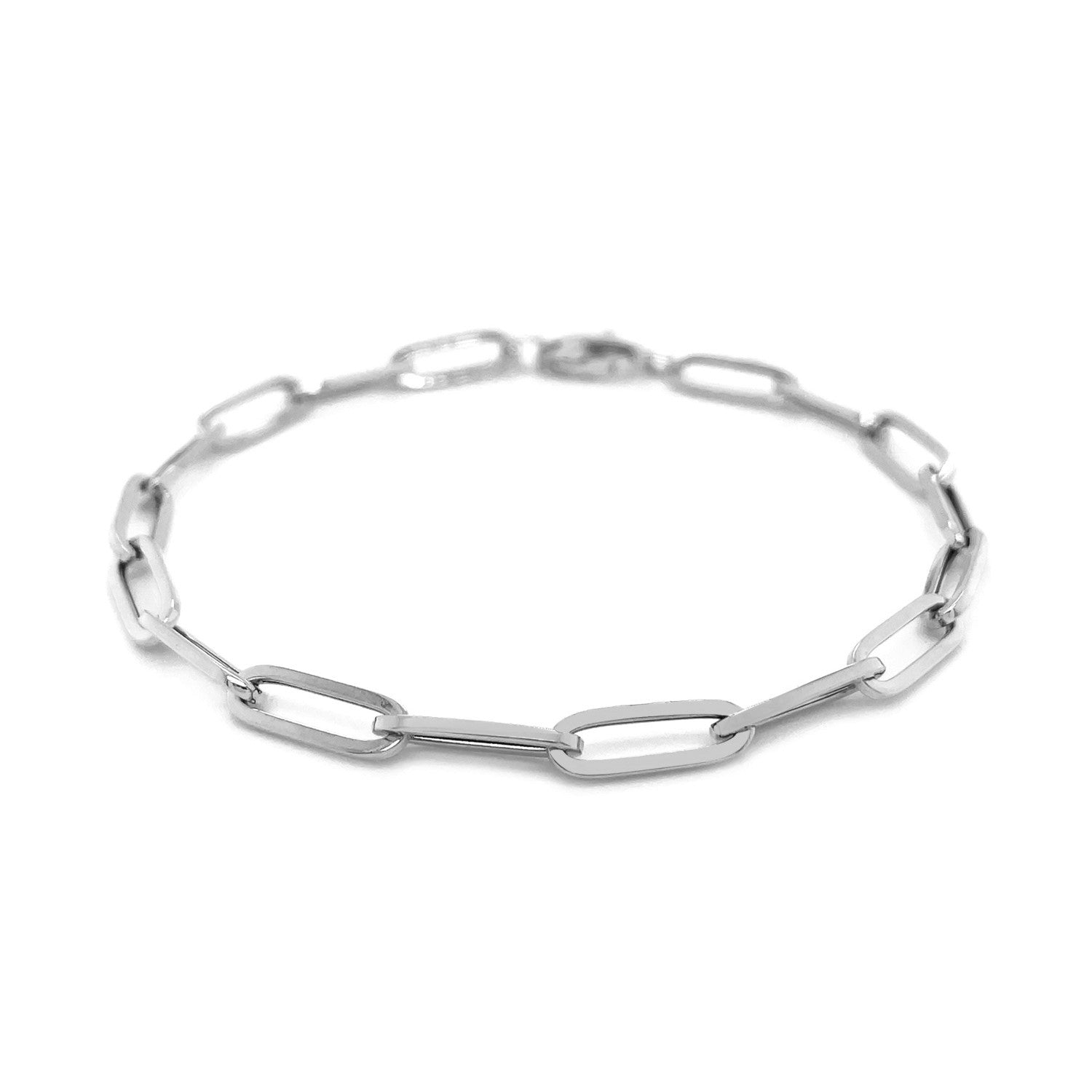 14K White Gold Bold Paperclip Chain Bracelet by Avera Group