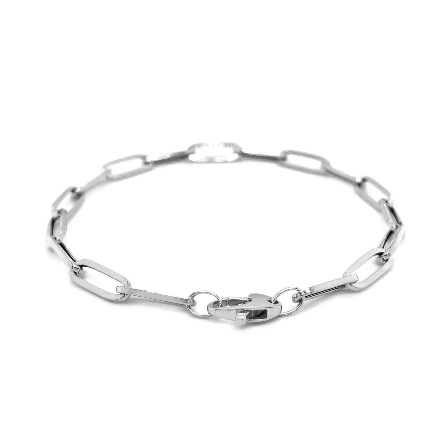14K White Gold Bold Paperclip Chain Bracelet by Avera Group