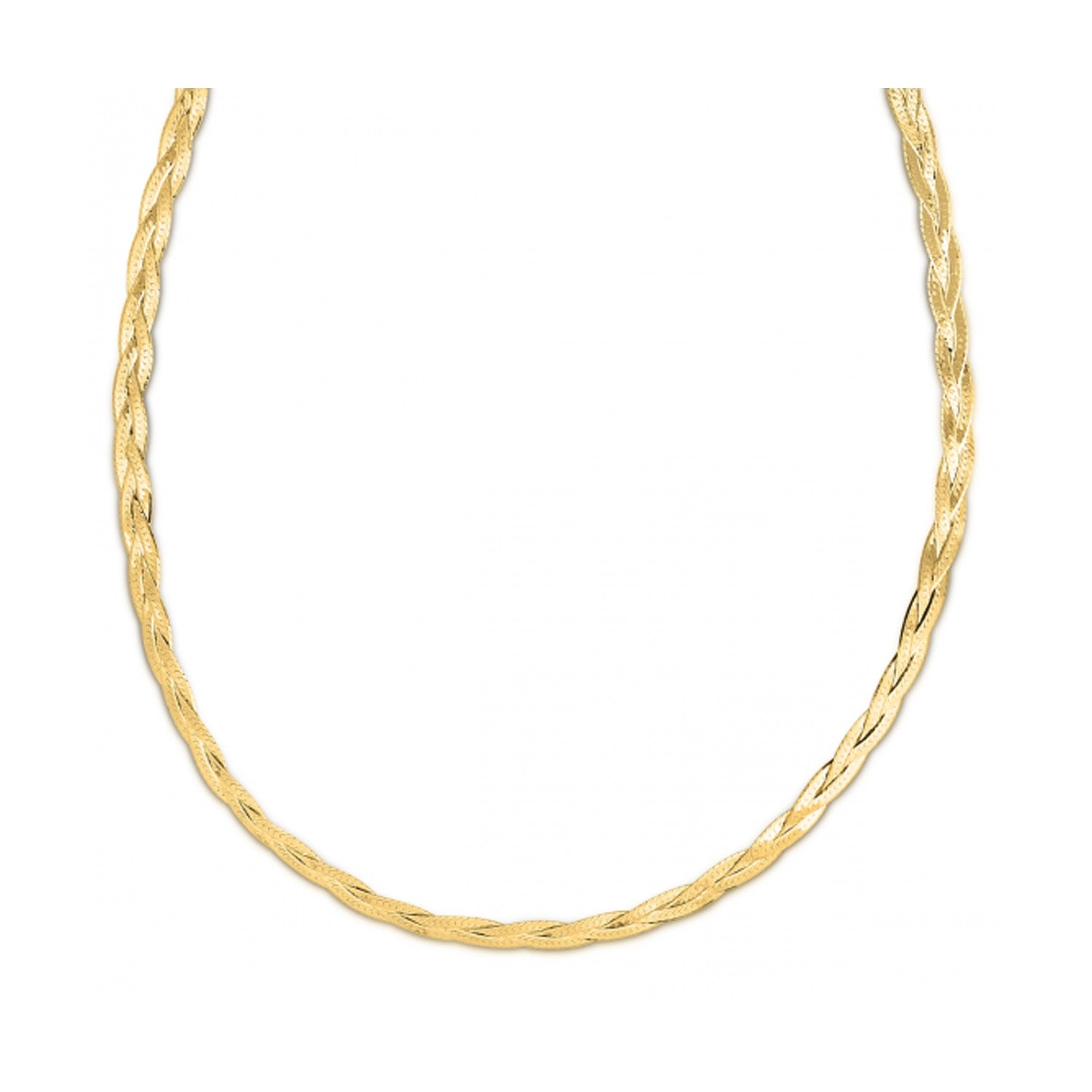 14k Yellow Gold Braided Herringbone Chain (3.2mm) DestGlow