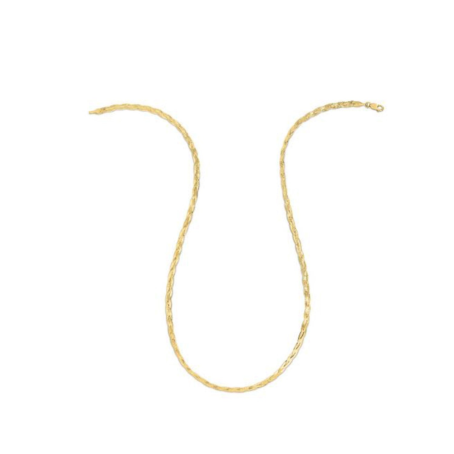 14k Yellow Gold Braided Herringbone Chain (3.2mm) DestGlow