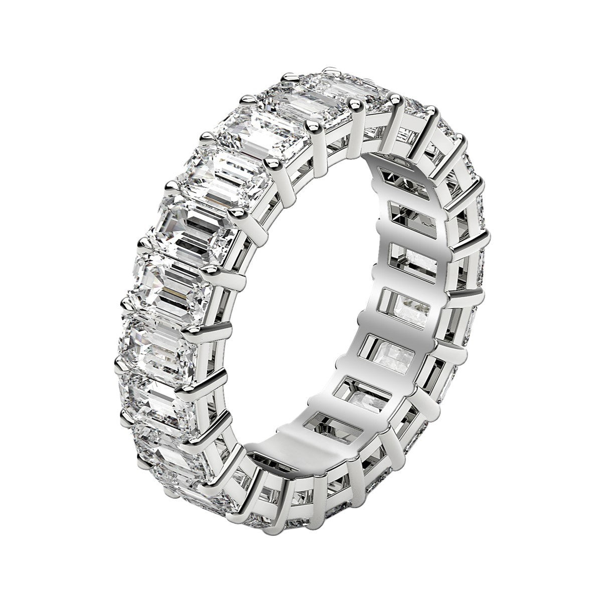 Emerald Cut Lab Grown Diamond Eternity Ring in 14k White Gold (2 cttw FG/VS2) DestGlow