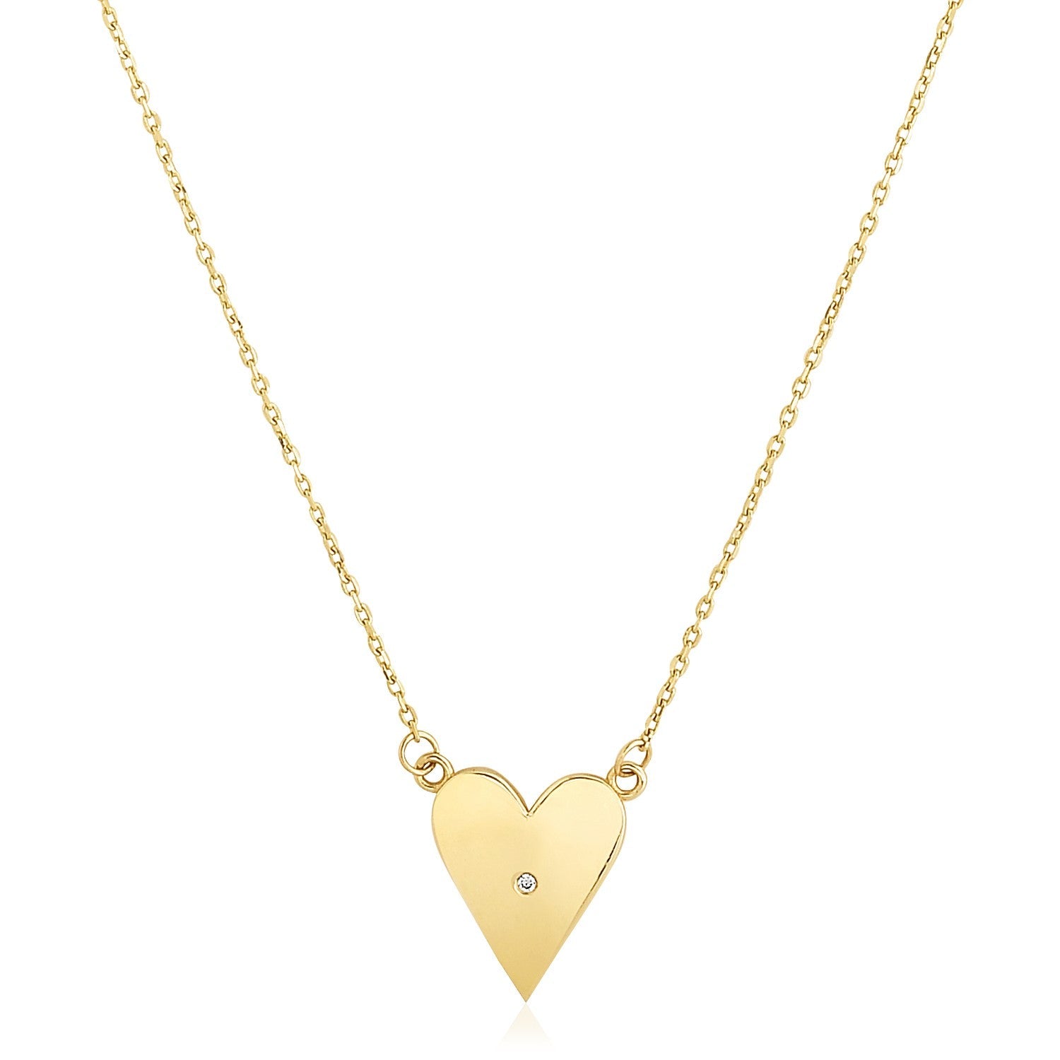14k Yellow Gold High Polish Elongated Heart Necklace by Avera Group