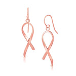 14k Rose Gold Polished Ribbon Style Drop Earrings - earrings