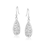 Sterling Silver Teardrop Filigree Style Drop Earrings - DestGlow