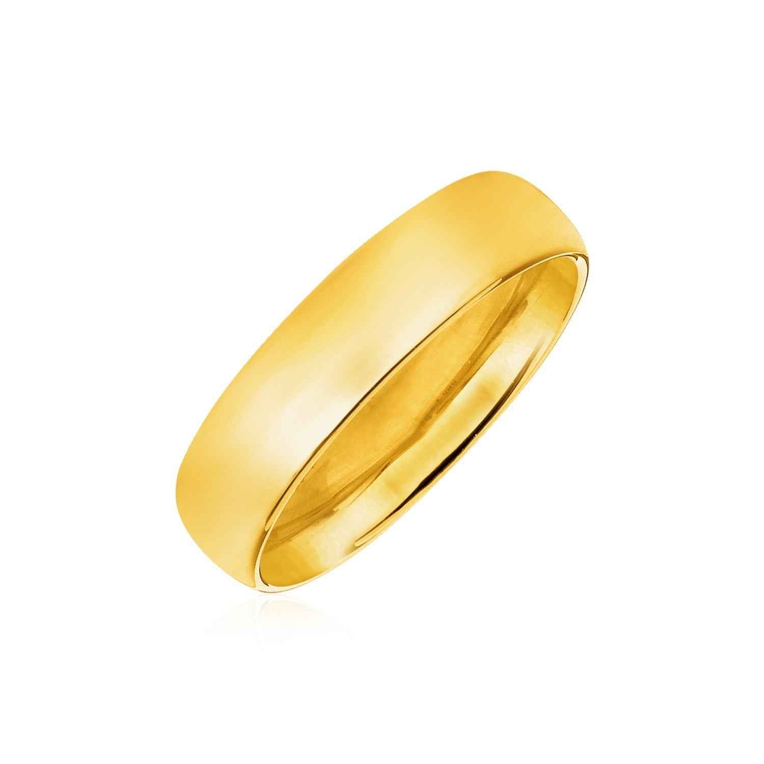 14k Yellow Gold 6mm Comfort Fit Wedding Band DestGlow