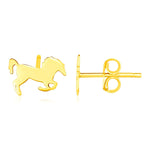 14K Yellow Gold Horse Earrings - accessories