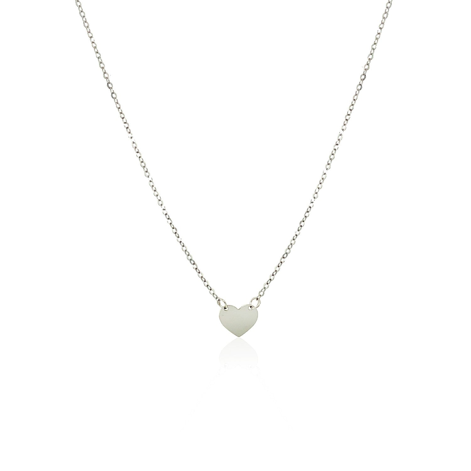 14k White Gold Polished Mini Heart Necklace - DestGlow