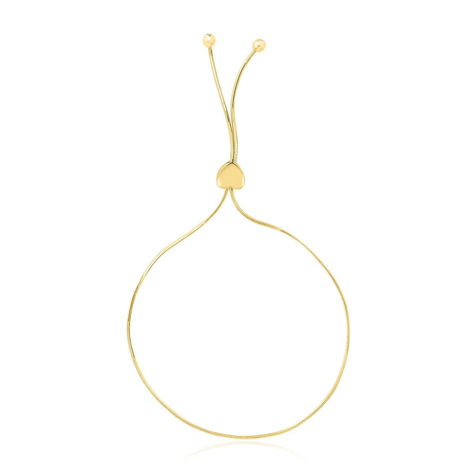 14k Yellow Gold Adjustable Lariat Style Heart Motif Bracelet by Bids.com