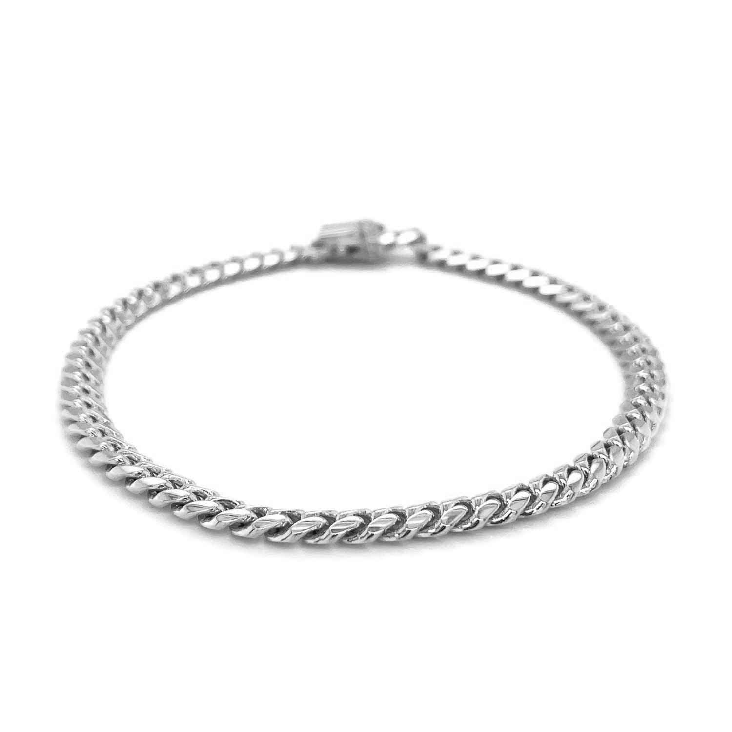 14k White Gold Classic Miami Cuban Solid Bracelet (5.00 mm) DestGlow
