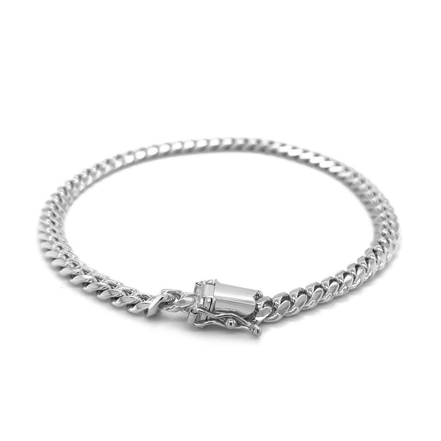 14k White Gold Classic Miami Cuban Solid Bracelet (5.00 mm) DestGlow