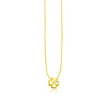 14k Yellow Gold Polished Four Leaf Clover Necklace with Diamond - necklaces