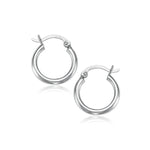 10k White Gold Polished Hoop Earrings (2x15 mm) - earrings