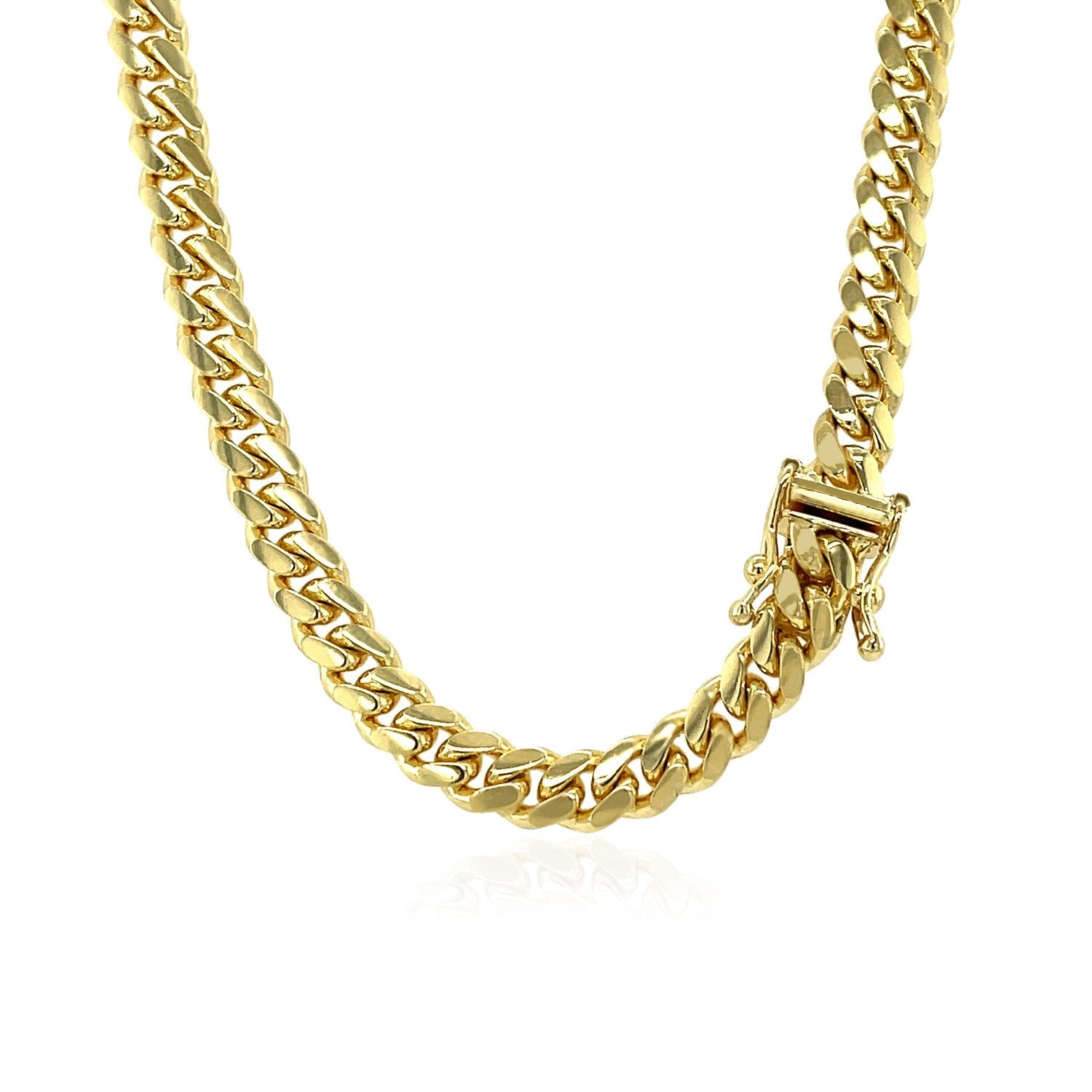 5.0mm 14k Yellow Gold Classic Miami Cuban Solid Chain by Bids.com