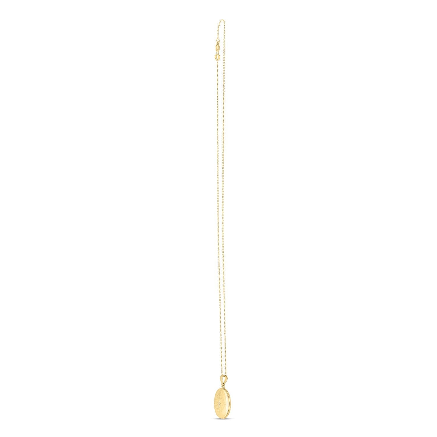 14k Yellow Gold Oval Etched Locket Necklace by Avera Group