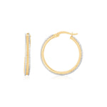 14K Two Tone Gold Diamond Cut Round Hoop Earrings - earrings