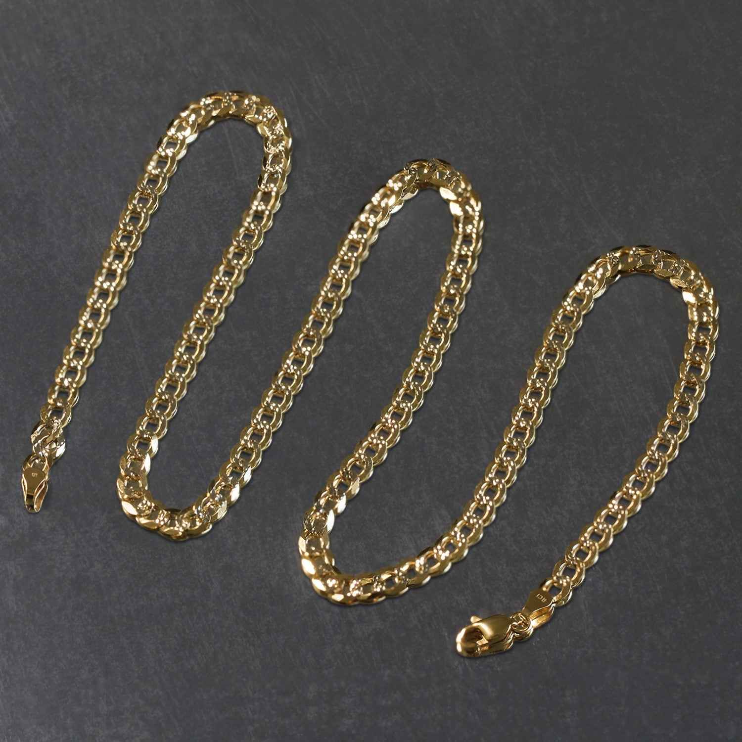 4.7 mm 14k Two Tone Gold Pave Curb Chain