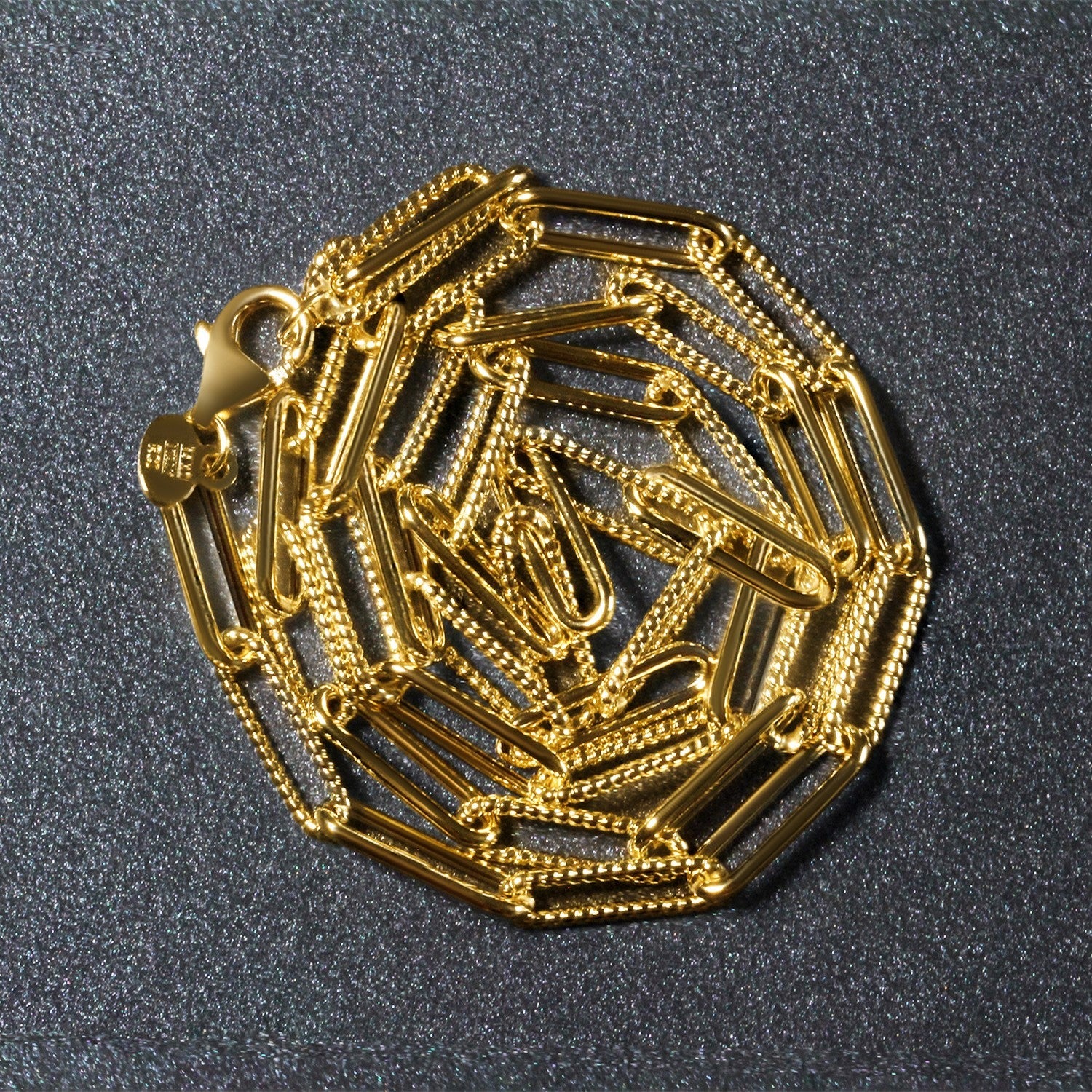 14k Yellow Gold Textured Paperclip Chain (3.5mm) by Bids.com