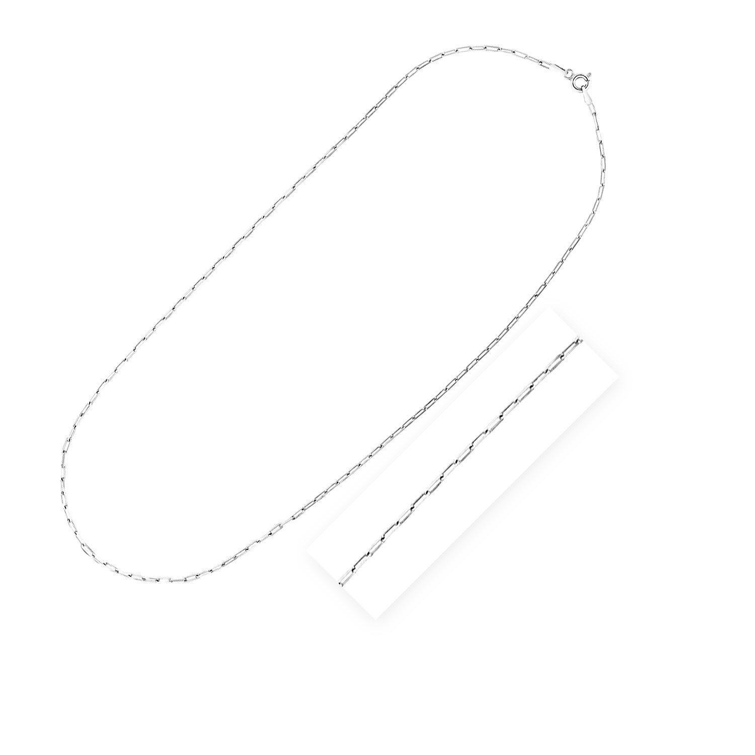 Sterling Silver Rhodium Plated Paperclip Chain (1.8 mm) by Avera Group