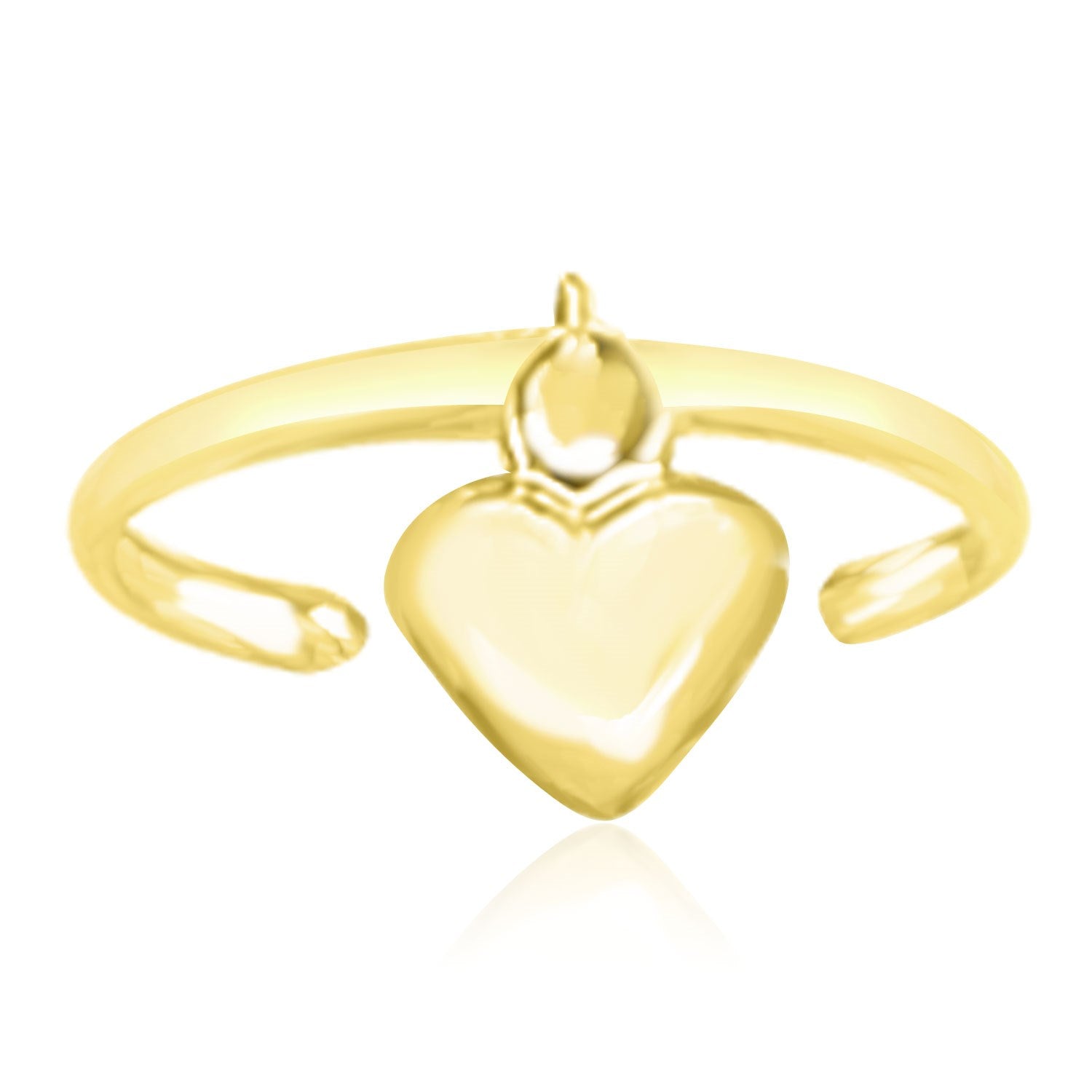 14k Yellow Gold Cuff Puffed Heart Toe Ring by Avera Group