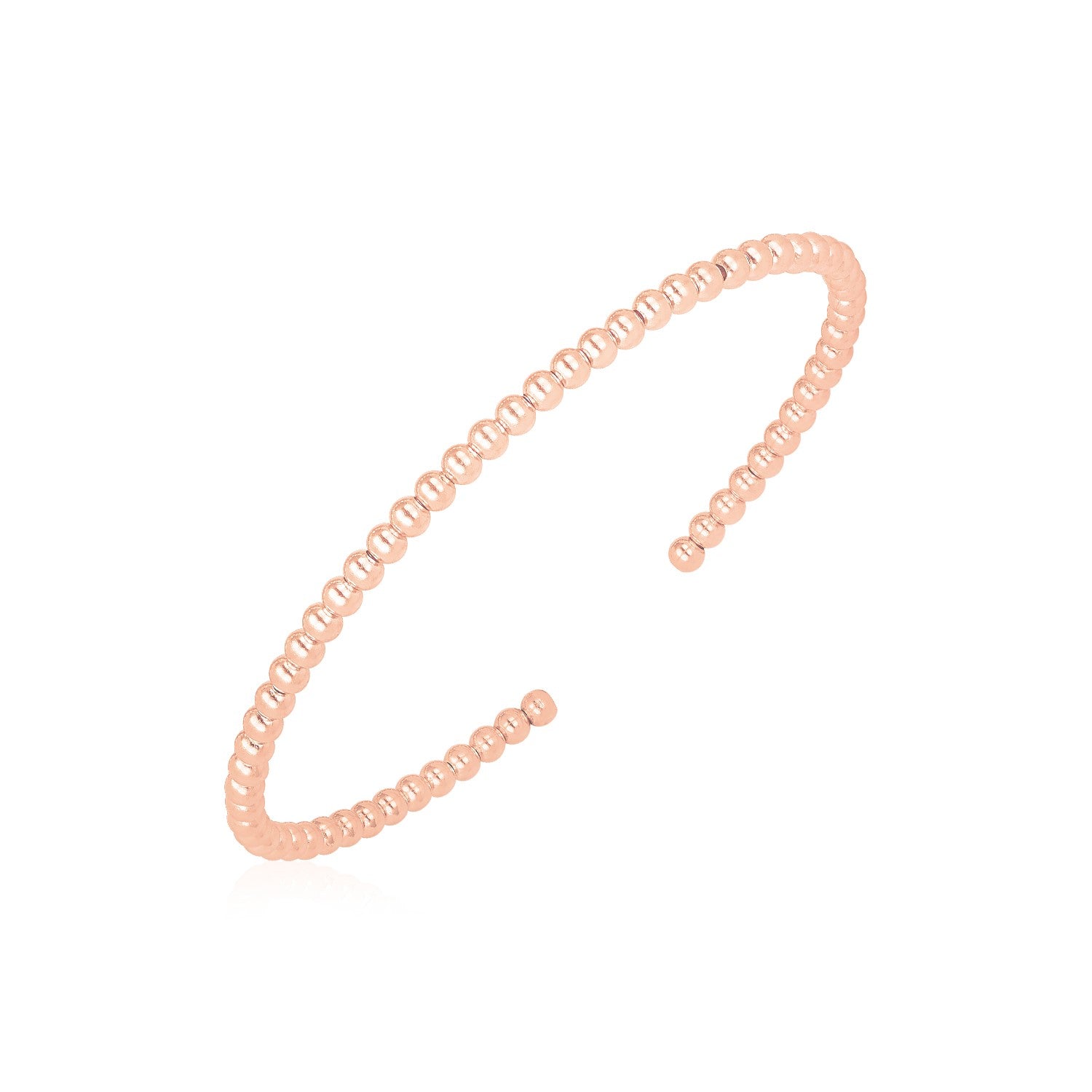 14k Rose Gold High Polish Bead Cuff Bangle (3mm) by Avera Group
