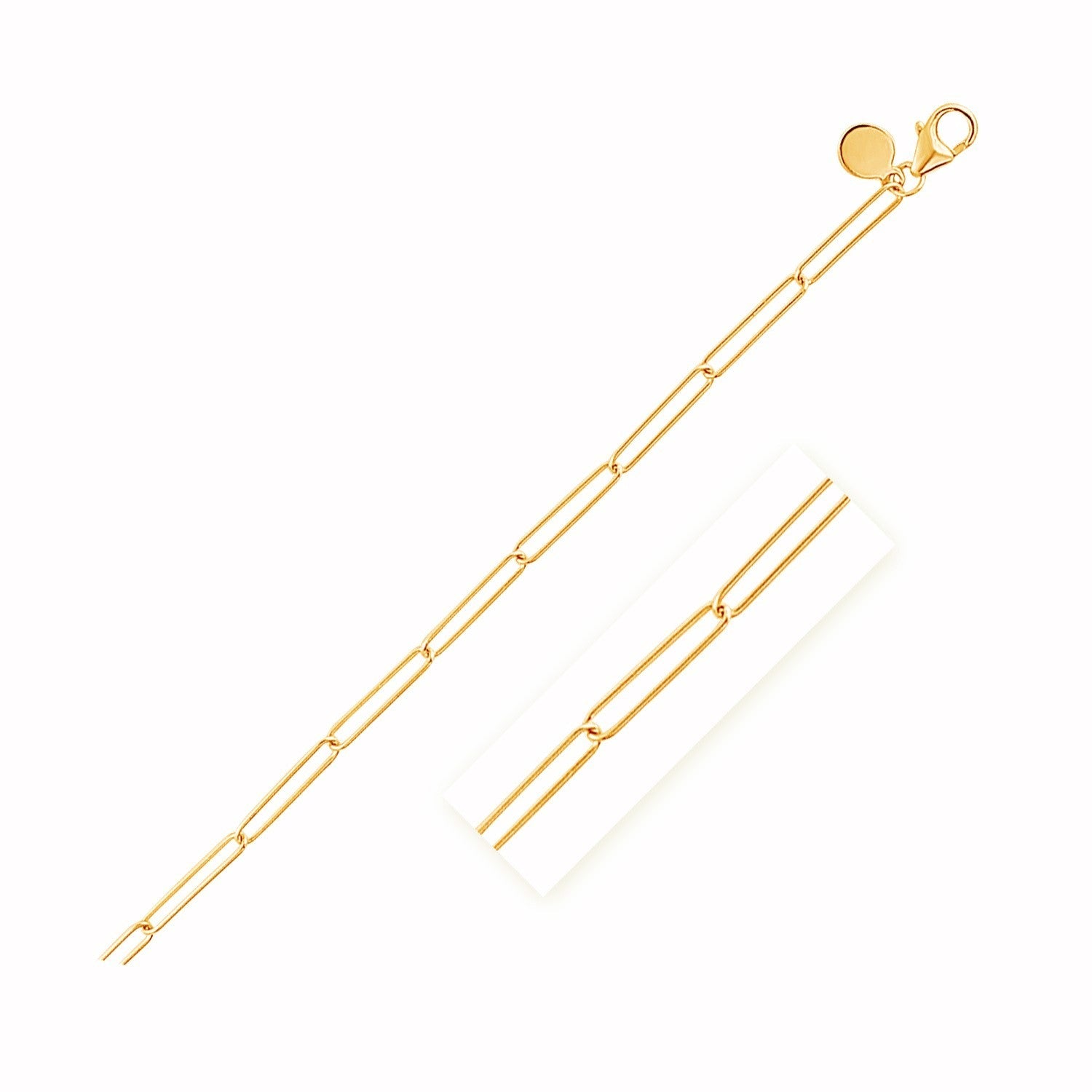 14k Yellow Gold Wire Paperclip Bracelet (2.7mm) DestGlow