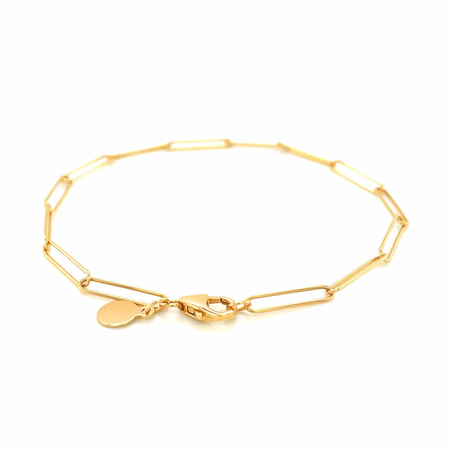 14k Yellow Gold Wire Paperclip Bracelet (2.7mm) by Avera Group
