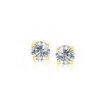 14k Yellow Gold Stud Earrings with White Hue Faceted Cubic Zirconia(5mm) - earrings