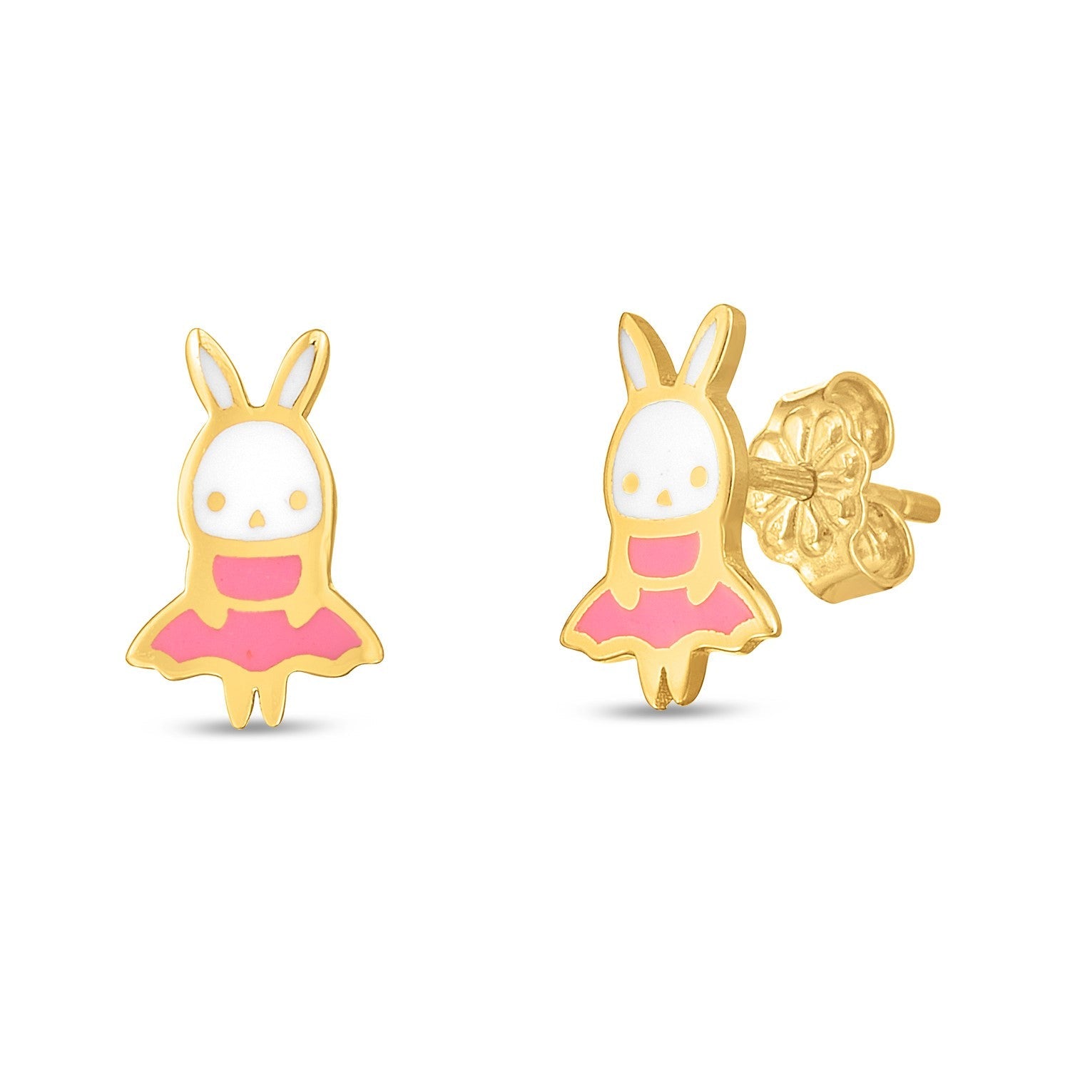 14k Yellow Gold Bunny Studs - accessories