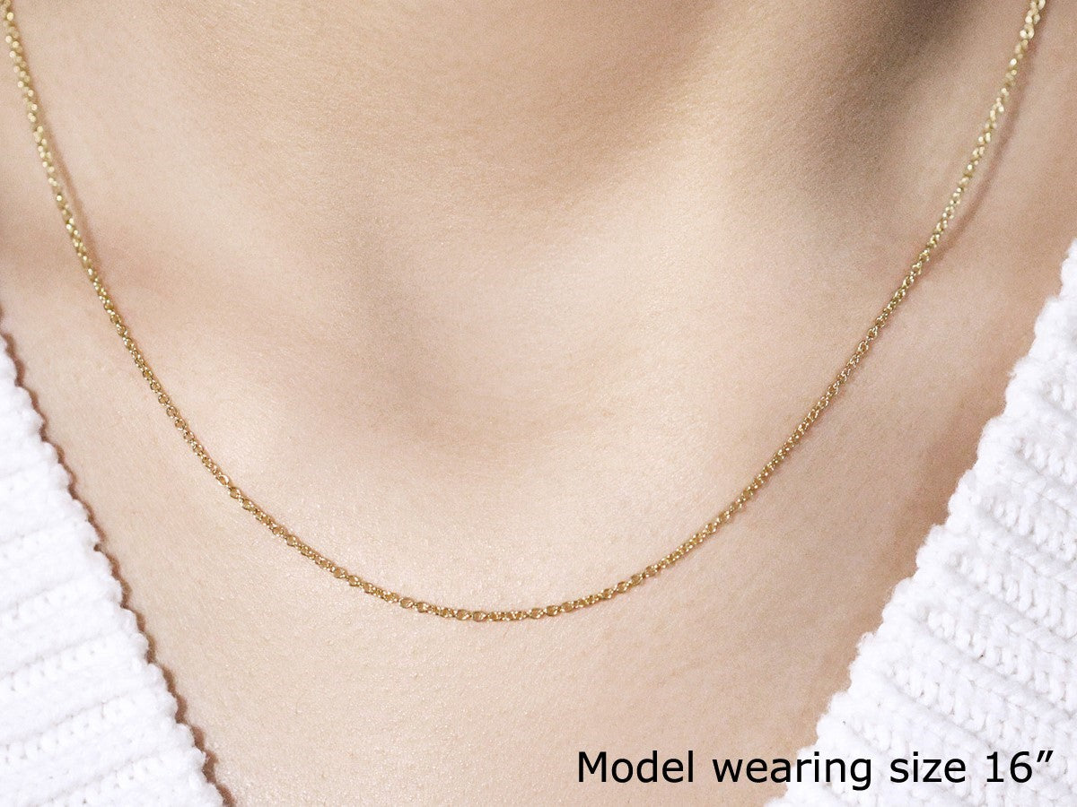 14k Yellow Gold Round Cable Link Chain 1.3mm by Bids.com