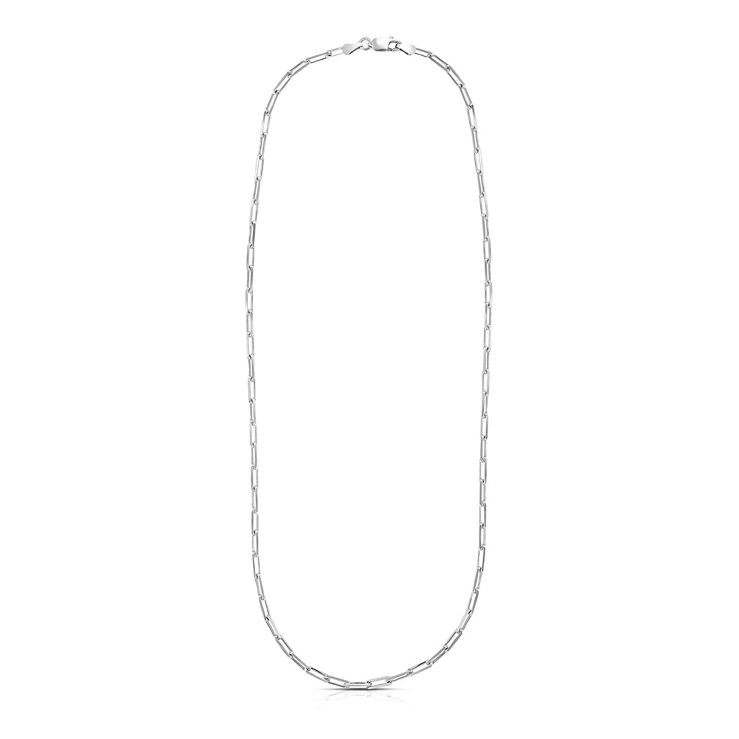 Sterling Silver Rhodium Plated Paperclip Chain (3.00 mm) by Avera Group
