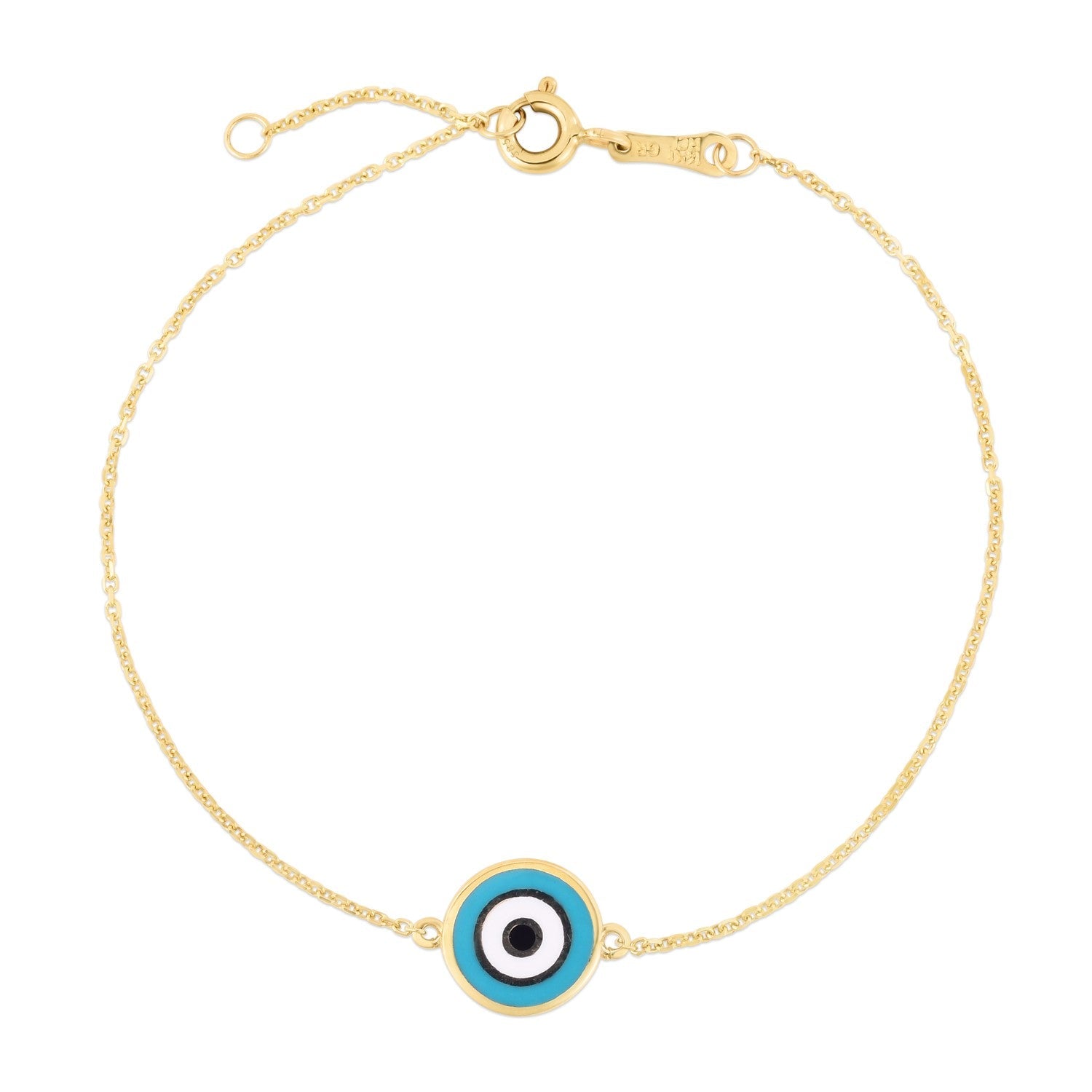 14k Yellow Gold Blue Evil Eye Bracelet (1.00 mm) by Bids.com